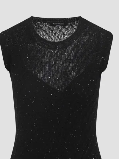 Fabiana Filippi Sleeveless A-line Evening Dress With Subtle Sparkle In Black