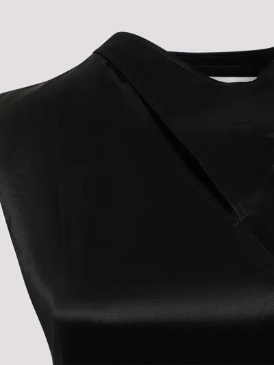 Jil Sander Black Cupro Long Dress In Black