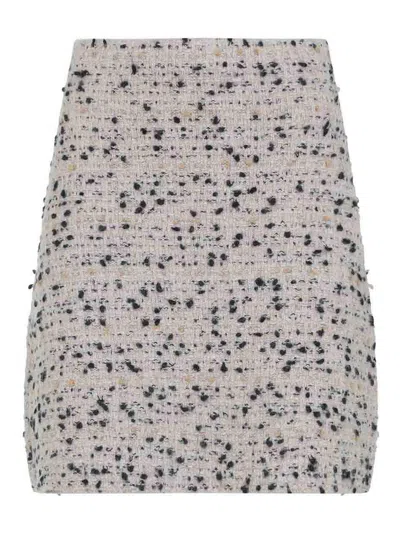 Fabiana Filippi Textured Wool And Alpaca Blend Skirt With Frayed Hem In White