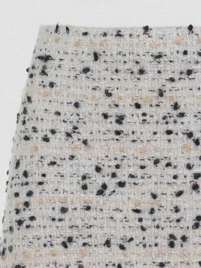 Fabiana Filippi Textured Wool And Alpaca Blend Skirt With Frayed Hem In White