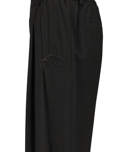 Alexander Wang Wide-leg Trousers With Logo Drawstring And Pleats In Black