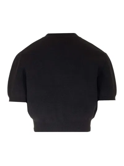 Alexander Wang Cotton-blend Chenille Cropped Pullover With Logo In Black