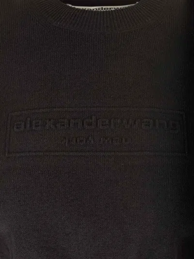 Alexander Wang Cotton-blend Chenille Cropped Pullover With Logo In Black