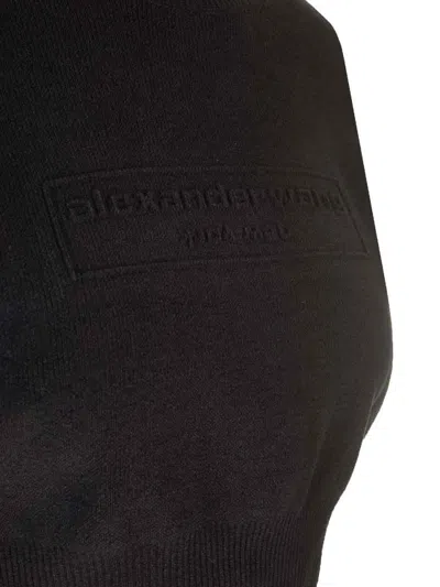 Alexander Wang Cotton-blend Chenille Cropped Pullover With Logo In Black