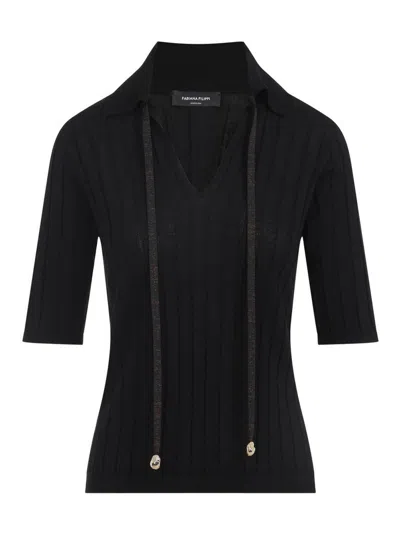 Fabiana Filippi Ribbed Virgin Wool Sweater In Black