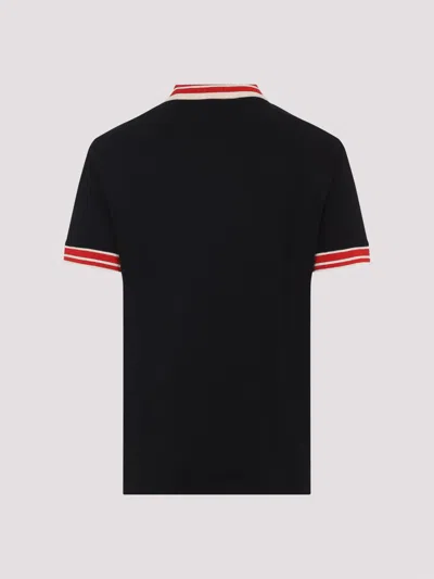 Valentino Cotton Piqué Polo Shirt With Vlogo Patch In Black