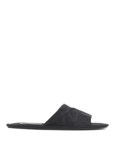 The Row Frances Slipper Open Toe Flats In Black