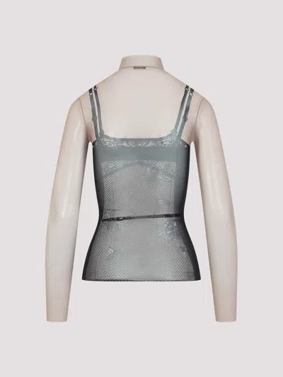 Balenciaga Black And Light Beige Trompe Loeil Lingerie Top In Multi