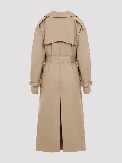 Moschino Double-breasted Trench Coat With In Neutral