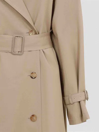 Moschino Double-breasted Trench Coat With In Neutral