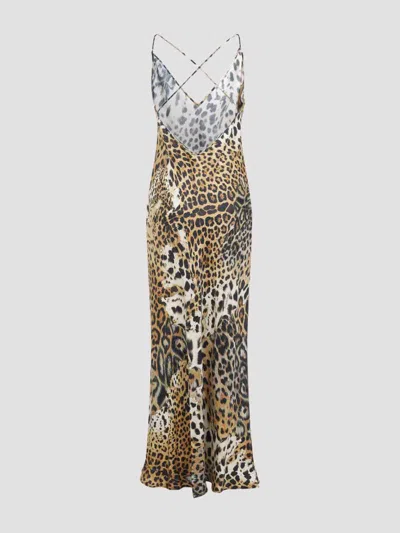 Roberto Cavalli Leopard Print Draped Dress With Open Back In Animal Print