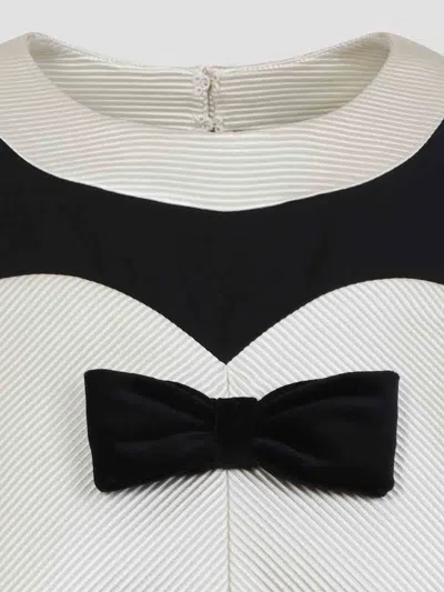 Valentino Bow-detailed Velvet And Ribbed Satin-trimmed Wool And Silk-blend Mini Dress In Black