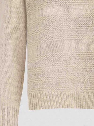 Fabiana Filippi Textured Neutral Knit Sweater Crafted In Multi