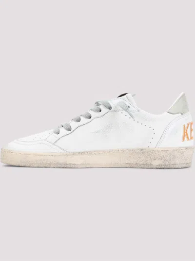 Golden Goose Ballstar Nappa Upper Toe And Spur Suede Star Leather Heel Sneakers Beige In White