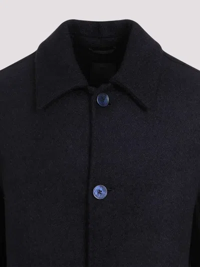 Givenchy Virgin Wool Long Coat In Blue