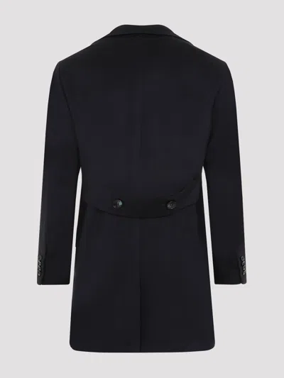 Kiton Blue Cashmere Caban Coat