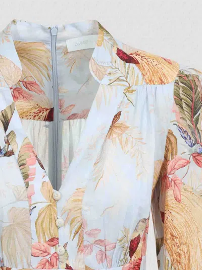 Zimmermann Ascension Linen Plunge Mini Dress In White