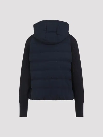 Brunello Cucinelli Quilted Puffer Jacket With Ribbed Sleeves In Blue