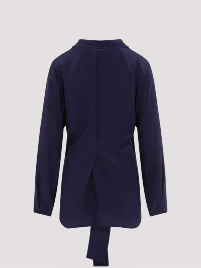 Victoria Beckham Silk Shirt With Tie Detail In Blue