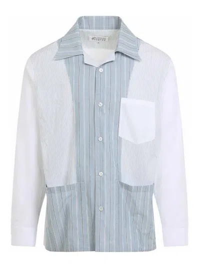 Maison Margiela Patchwork Pinstripe Shirt Man White