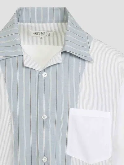 Maison Margiela Patchwork Pinstripe Shirt Man White