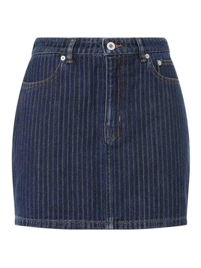 Kenzo Stripped Jacquard Mini Skirt In Blue