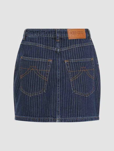 Kenzo Stripped Jacquard Mini Skirt In Blue