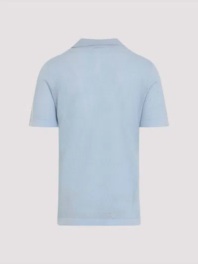 Kiton Cotton Polo Shirt Perforated Fabric In Blue