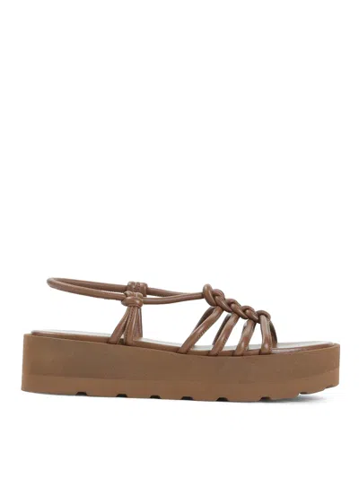 Gianvito Rossi Leather Knotted Strappy Sandals Platform Sole In Brown