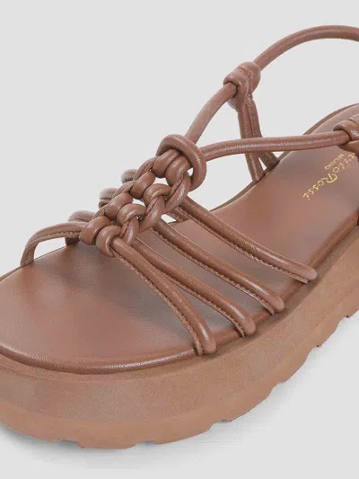 Gianvito Rossi Leather Knotted Strappy Sandals Platform Sole In Brown
