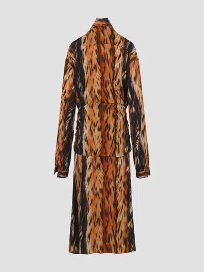 Balenciaga Knotted Patterned Maxi Dress In Brown