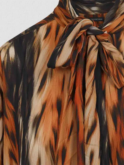 Balenciaga Knotted Patterned Maxi Dress In Brown