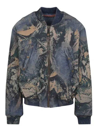 Acne Studios Abstract Pattern Brown Bomber Jacket In Multi