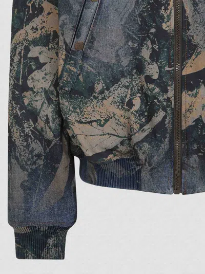 Acne Studios Abstract Pattern Brown Bomber Jacket In Multi