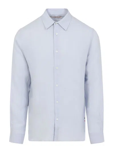 Orlebar Brown Justin Long-sleeved Shirt In Blue