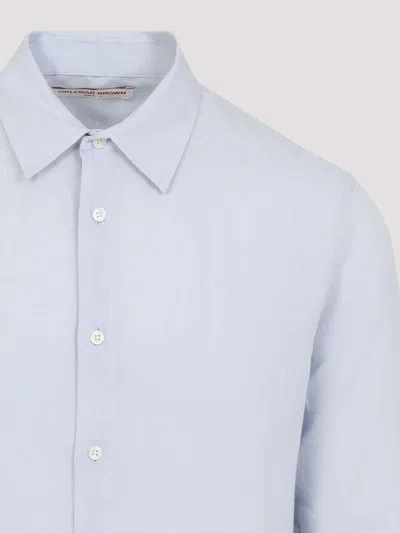 Orlebar Brown Justin Long-sleeved Shirt In Blue