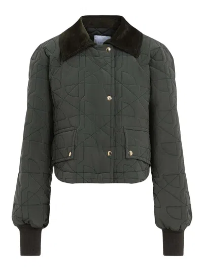 Patou Cropped Quilted Jacket In Green