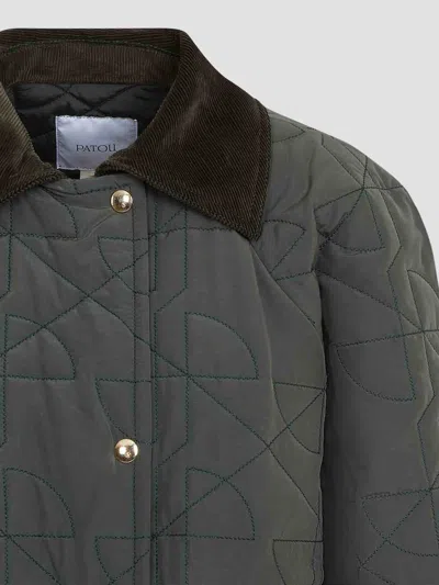 Patou Cropped Quilted Jacket In Green