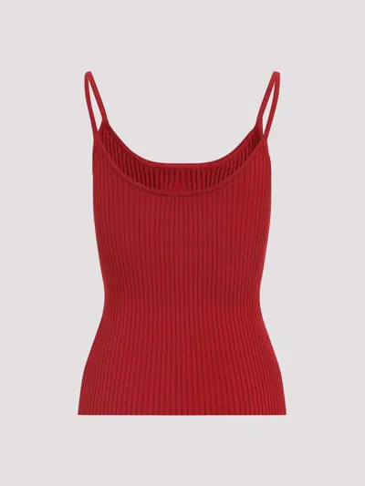 Courrèges Reedition Knit Tank Top Ribbed Straps In Red