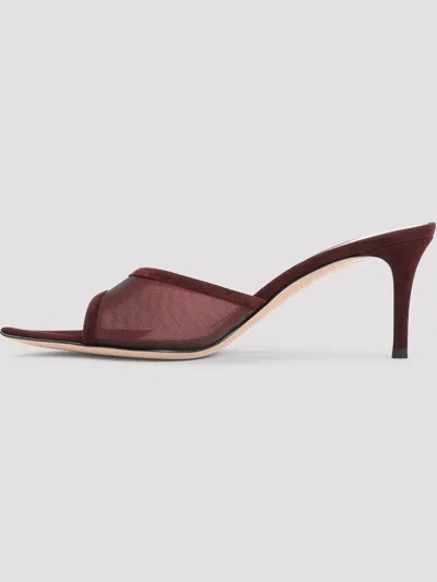 Gianvito Rossi Elle 70 Mesh Mules In Red