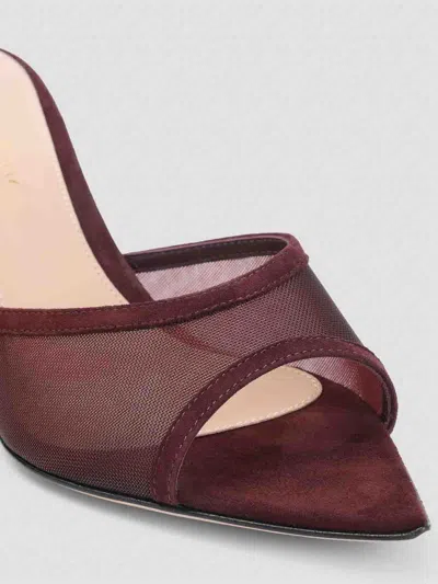 Gianvito Rossi Elle 70 Mesh Mules In Red