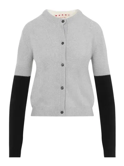 Marni Cardigan Aus Einer Woll-kaschmirmischung In Colour-block-optik In Gray