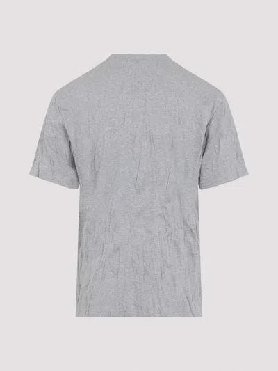 Bottega Veneta Men Grey Crewneck T-shirt With Maxi Print On The Front And Wrinkled Ffect In Cotton M In Gray