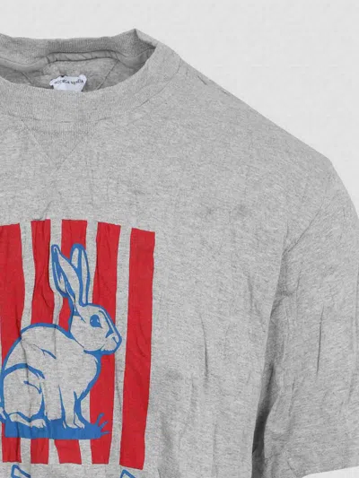 Bottega Veneta Men Grey Crewneck T-shirt With Maxi Print On The Front And Wrinkled Ffect In Cotton M In Gray