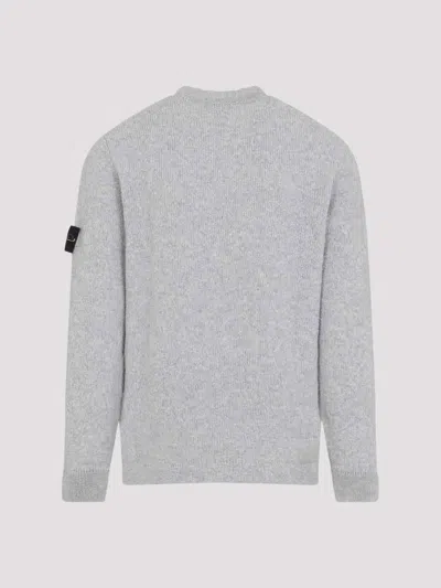 Stone Island Grey Wool Sweater With Logo In Gray
