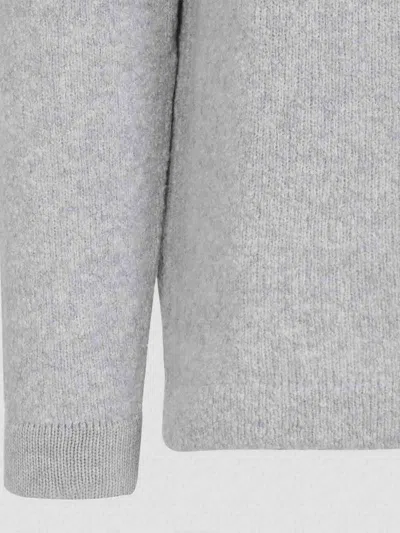 Stone Island Grey Wool Sweater With Logo In Gray