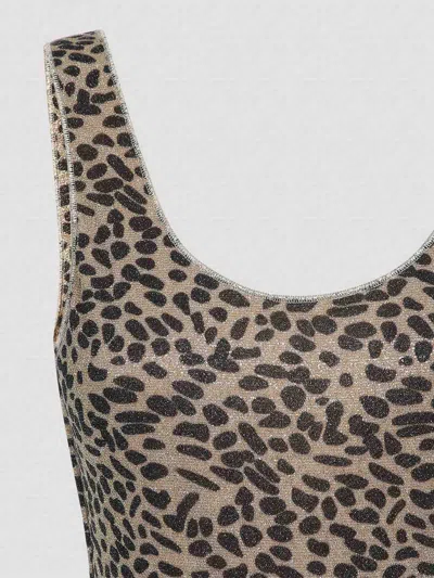 Oseree Oséree Animalier Lumier Sporty Maillot One-piece Swimsuit In Brown