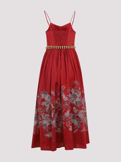 Zimmermann Rhiannon Cotton Corset Midi Dress In Red