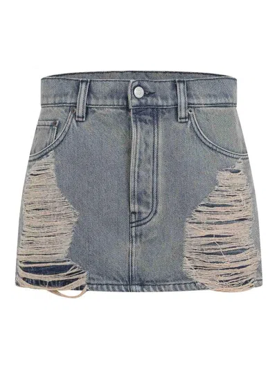 Acne Studios Women's Denim Mini Skirt In Blue