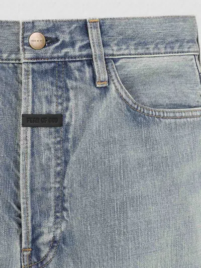 Fear Of God Five-pocket Raw Hem Straight Leg Jeans In Indigo 2